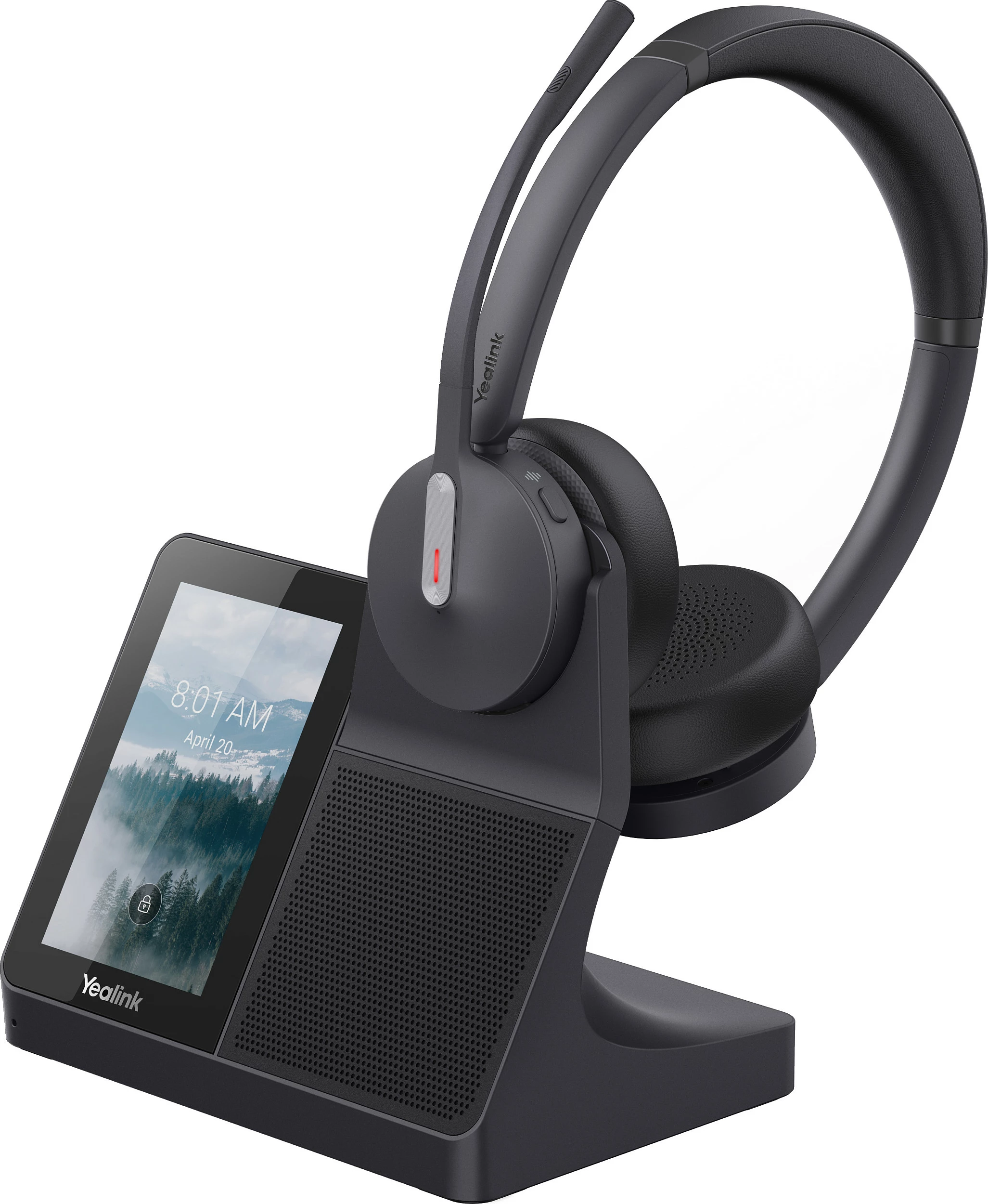 Kufje Yealink WH64 Dual, DECT + Bluetooth, me bazë USB-C, të zeza