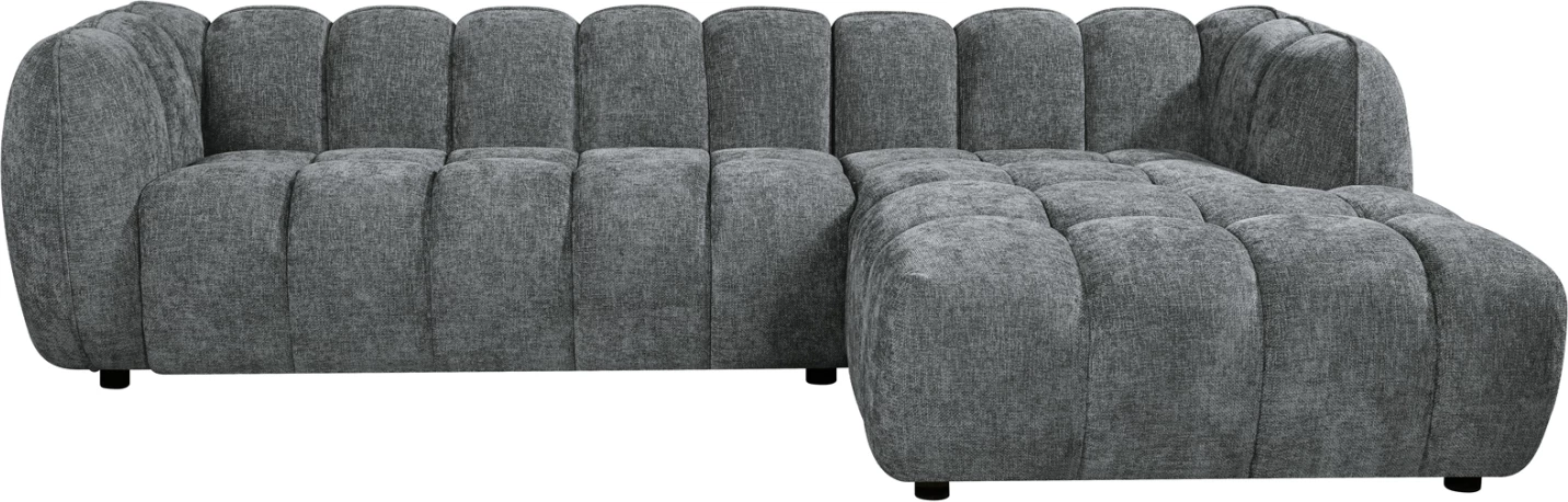 Këndare LYKKE, kënd i djathtë, material gri, 280x89-165x70cm