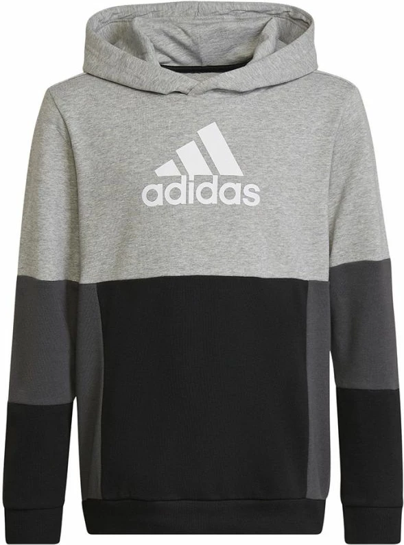 Duks për fëmijë adidas, me kapuç, ngjyrë e zezë dhe gri