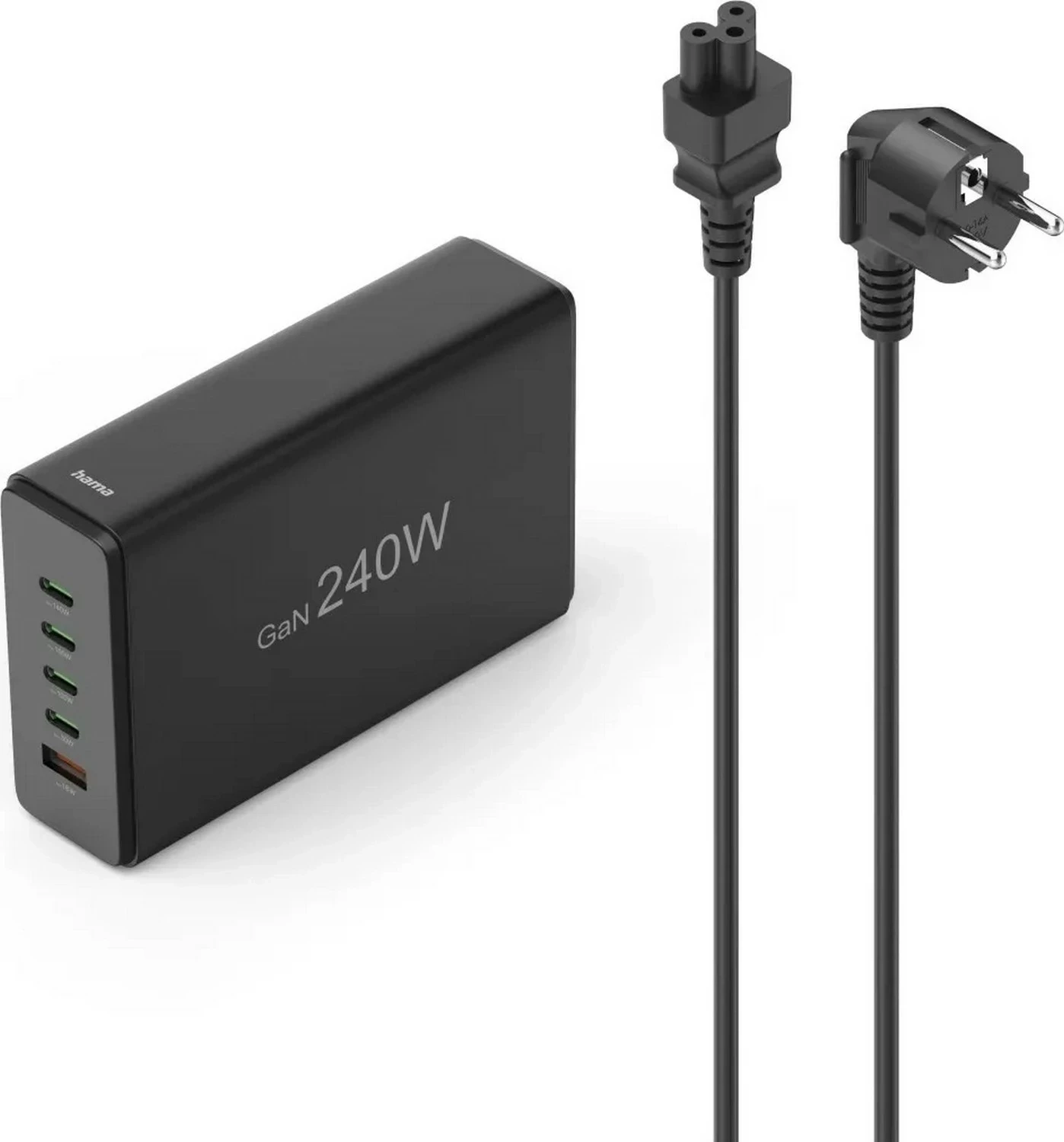 Stacion karikimi Hama, 240W, 4x USB-C, 1x USB-A, e zezë