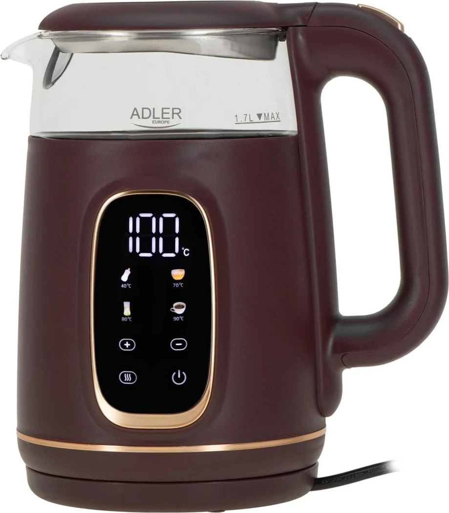 Ibrik elektrik Adler AD 1305, 1.7L, LED, Touch, Bordo