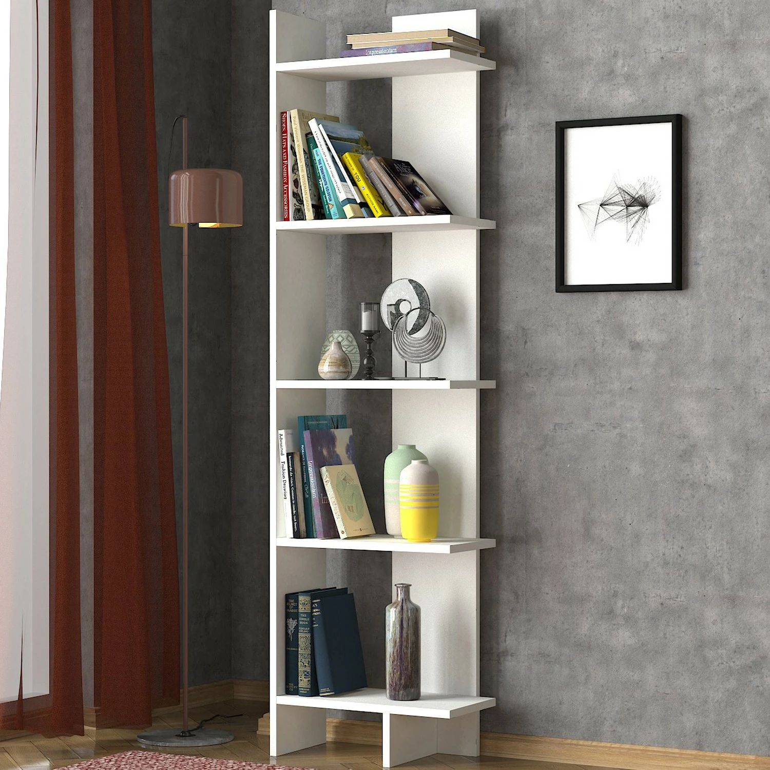 Raft librash Hanah Home, Perla, i bardhë