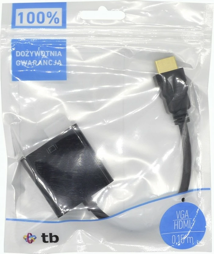 Adapter VGA në HDMI TB, 15 cm, i zi