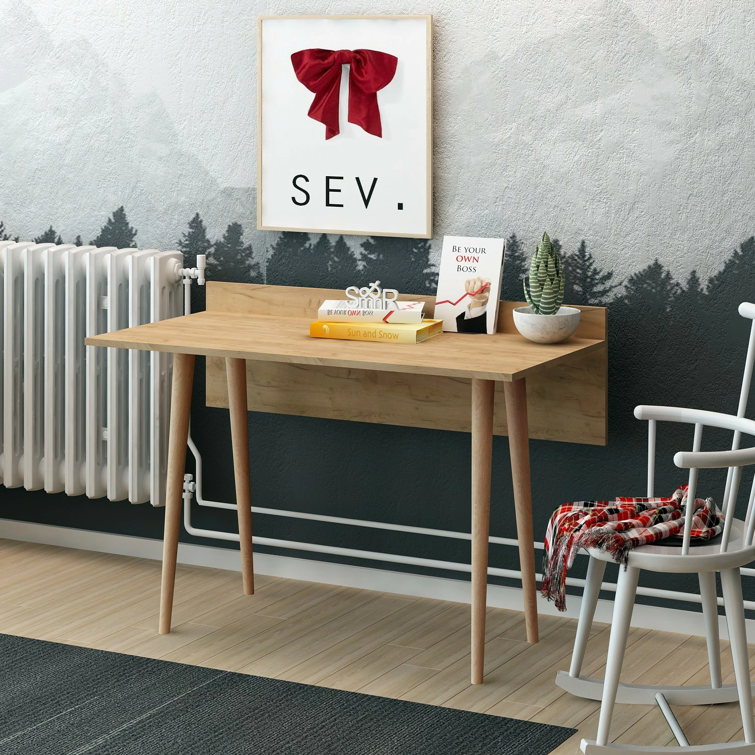 Tavolinë studimi Hanah Home, Imma, ngjyrë lisi