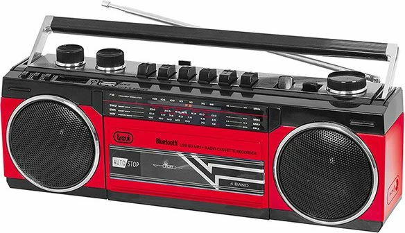 Radio kasetofon Trevi RR501 me Bluetooth, USB/SD, FM/MW/SW, i kuq