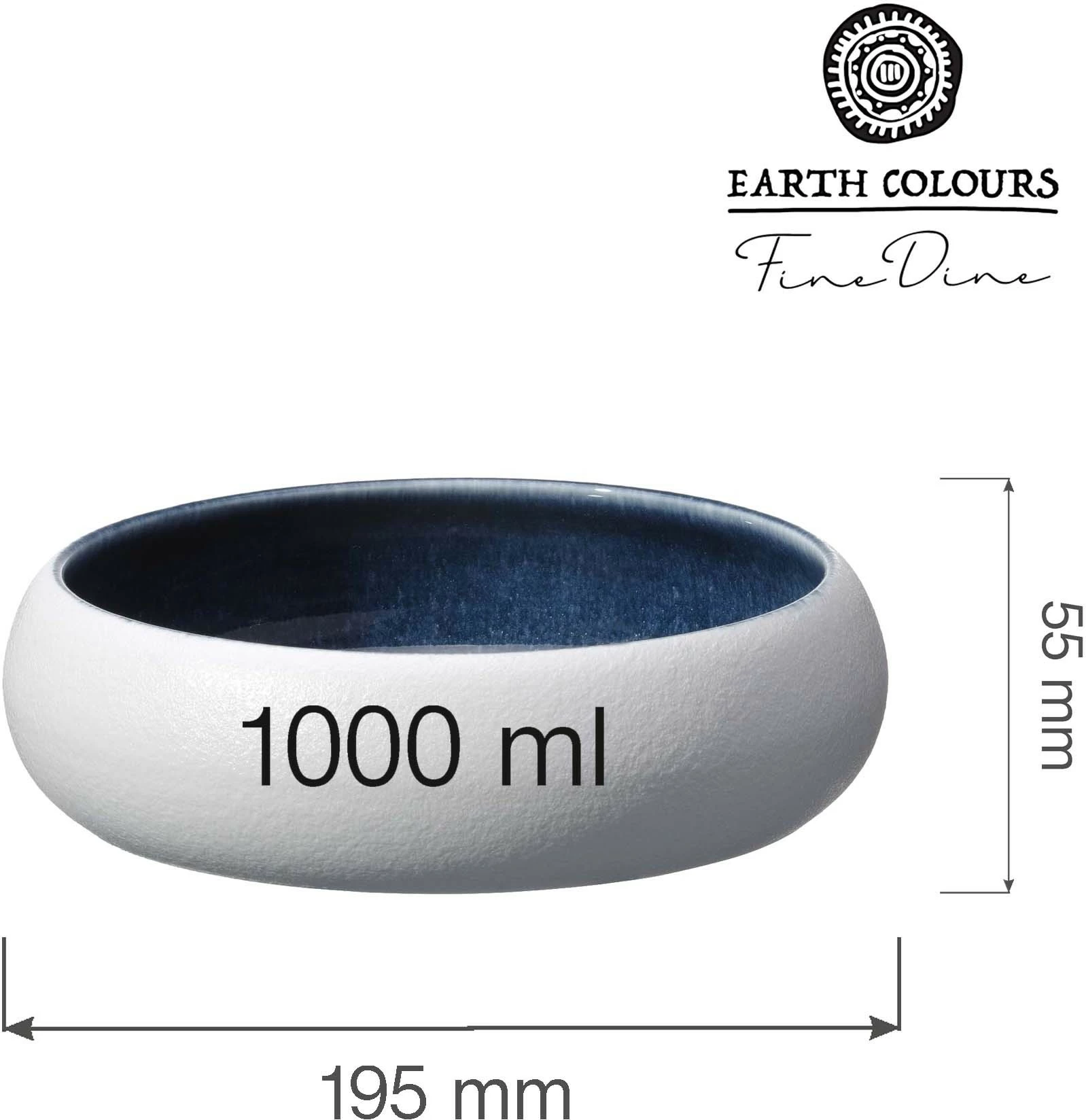 Tas servirjeje Fine Dine Goro 1000 ml Ø195 mm, kaltër, set 2 copë