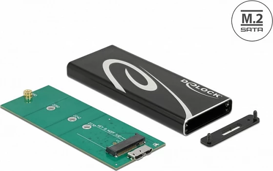 Kasë eksternë DeLOCK për SSD M.2 SATA Key B, USB 3.2 Gen 2, e zezë