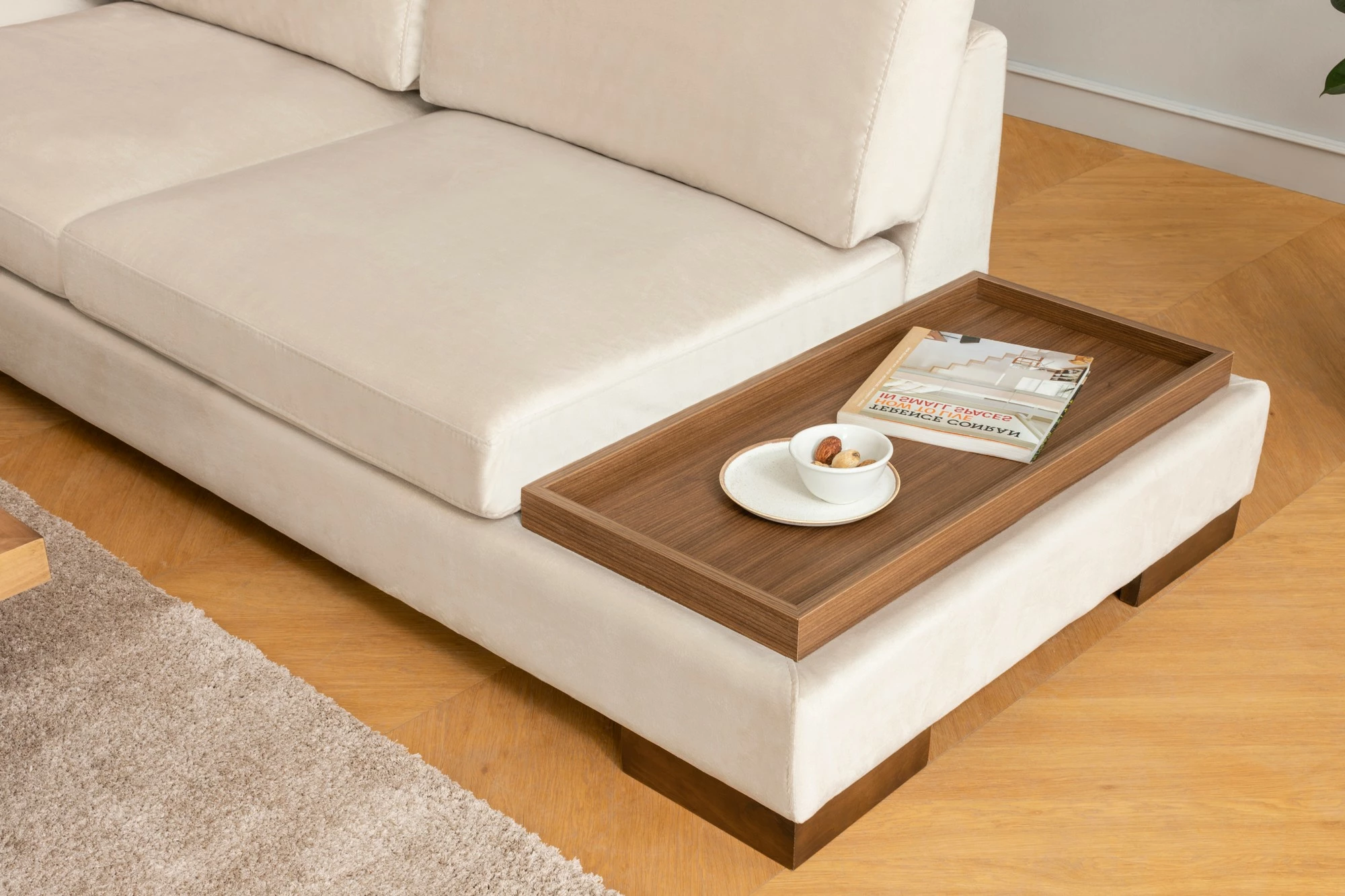 Këndare Tulip me pouf, ngjyrë bezhë, Atelier del Sofa