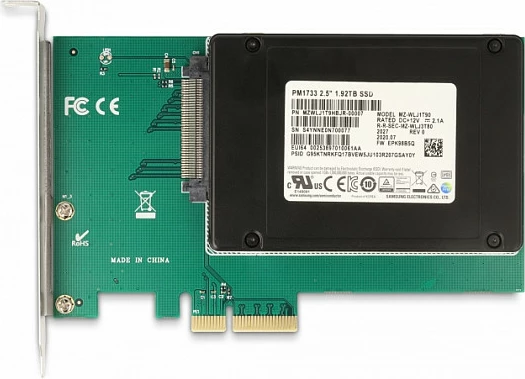 Kartelë zgjerimi PCI Express DeLOCK, PCIe 4.0 x4 në U.2 NVMe (SFF-8639), për SSD 2.5", Gjelbër/Argjendtë