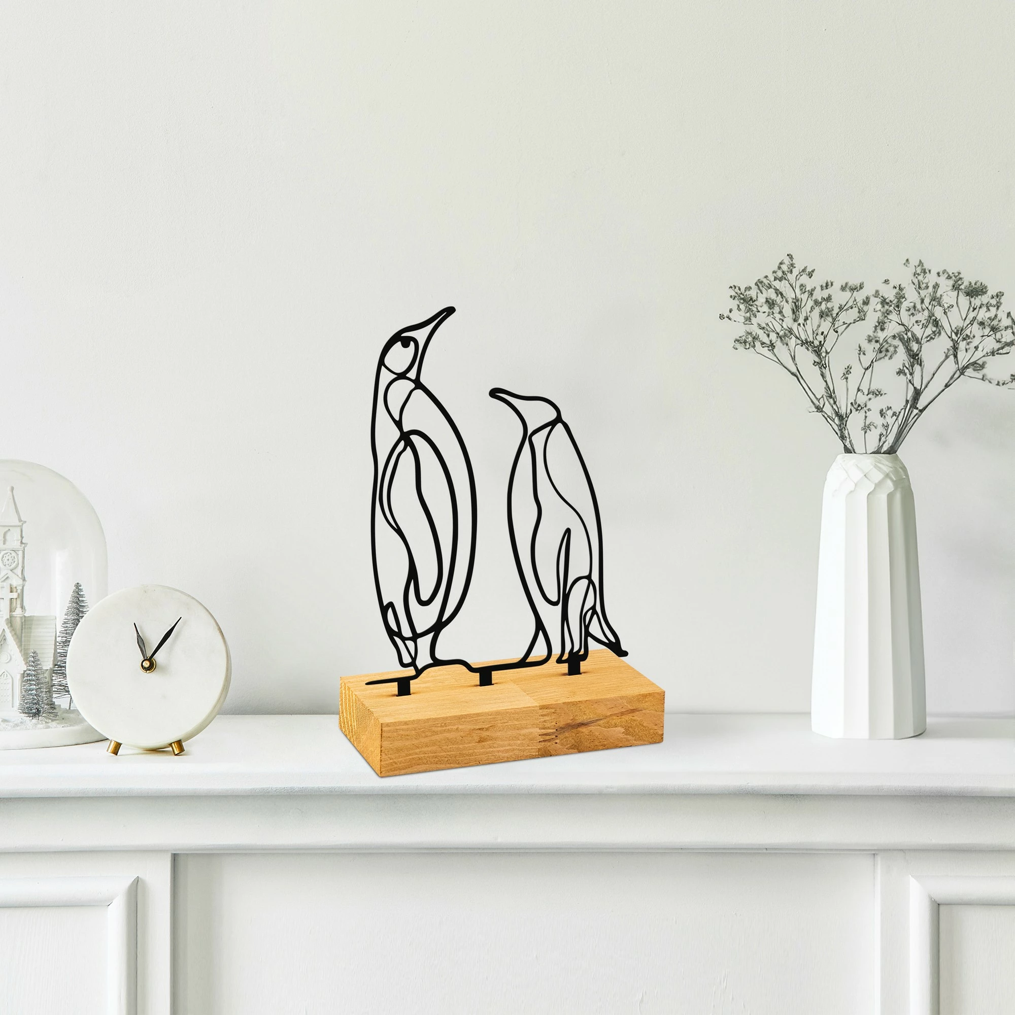 Dekor pingu, metal i zi, bazë druri, Aberto Design, 26x8x17cm