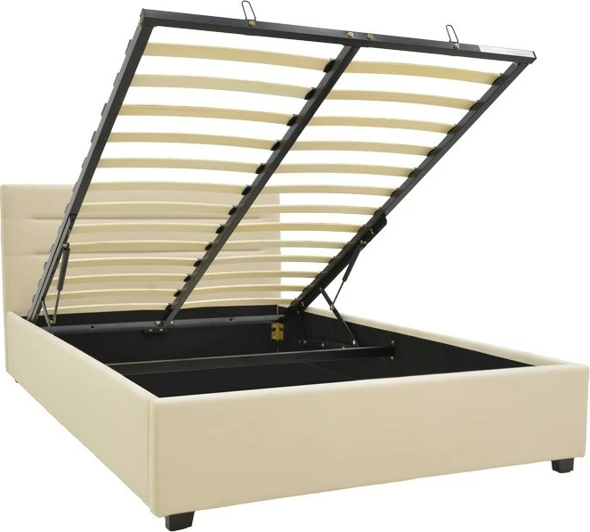 Krevat Molito kadife, ngjyrë ecru, me hapësirë për depo, 120x200cm