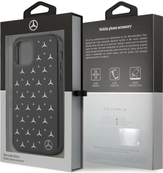 Mbështjellës Mercedes MEHCP12MESPBK për iPhone 12/12 Pro 6.1", Stars Pattern, i zi