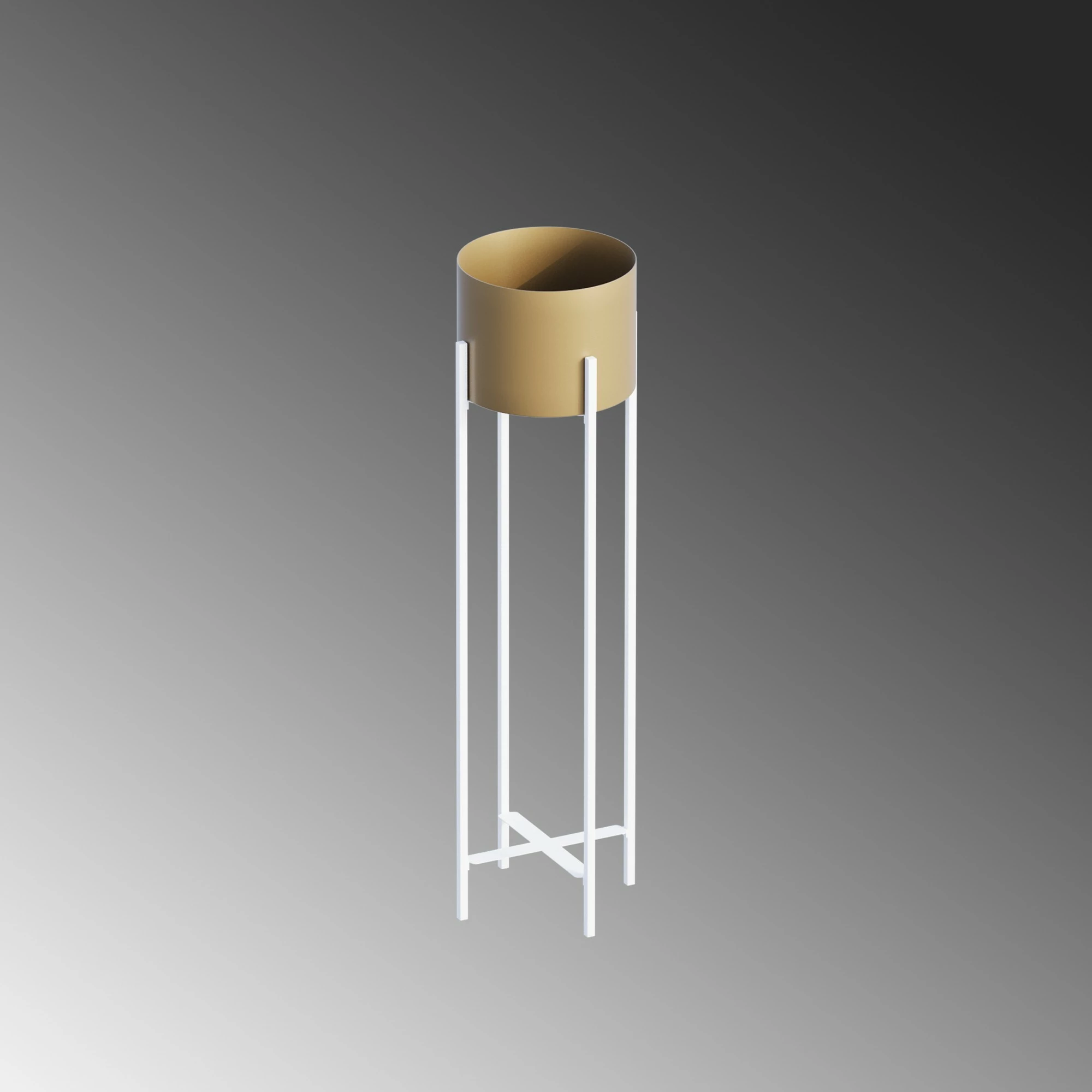 Vazo dekorative Aberto Design, GED-025-C, e bardhë dhe e artë, 23x78x23cm