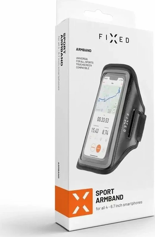 Mbështjellës sportiv për krah Fixed, për celular deri 6.7", rrip 27-39 cm, i papërshkueshëm nga uji, i zi