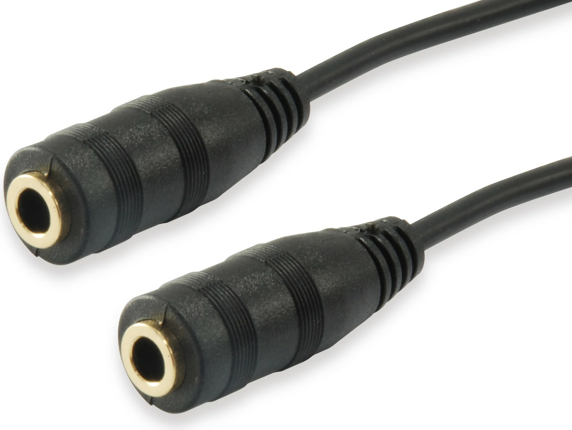 Kabllo audio ndarëse Equip, 2x3.5mm mashkull në 3.5mm femër, 0.13m, e zezë