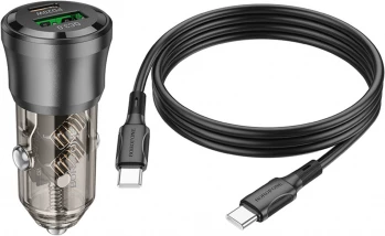 Karikues makine BOROFONE BZ325 38W PD QC 3.0, USB-A 18W + Type-C 20W, kabllo Type-C në Type-C 1m, e zezë