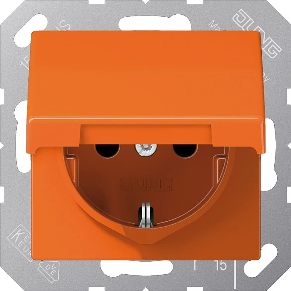 Termostat muri Jung 1790RTR, rregullator temperature, Type F, 50/60 Hz, portokalli