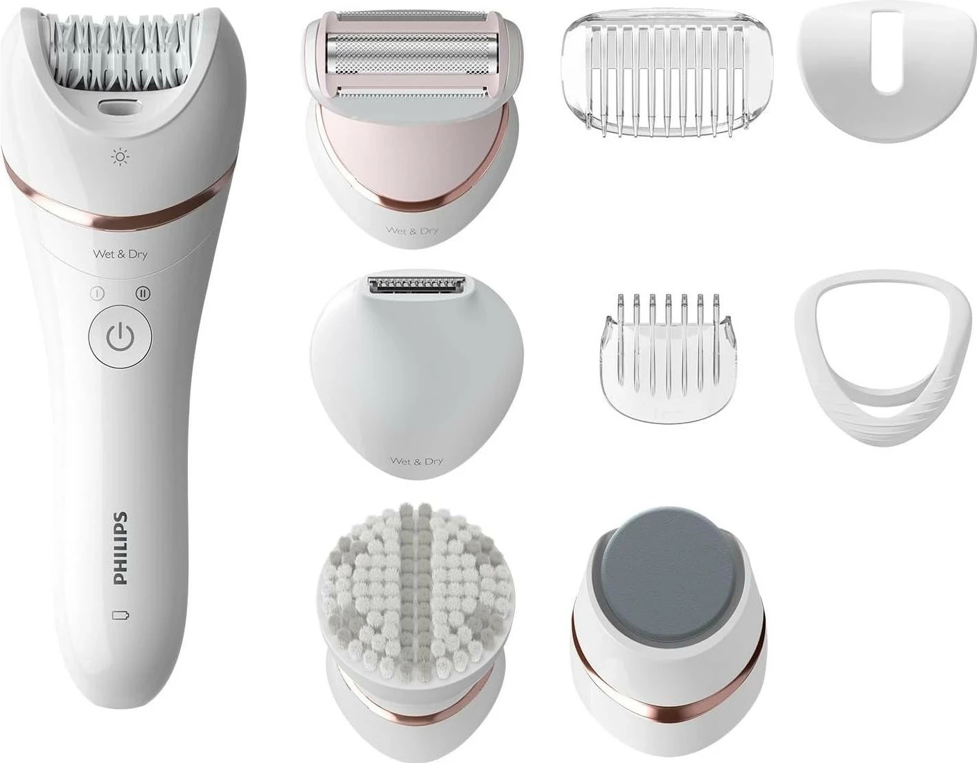 Epilator Philips Series 8000 BRE740/10, bardhë-rozë
