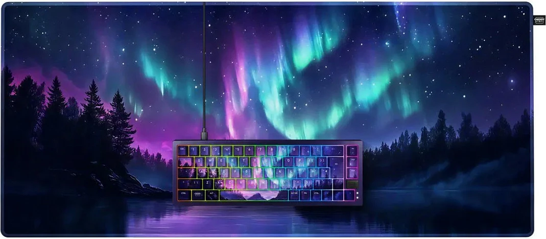 Tastierë mekanike Cherry Northern Light Bundle, USB me kabllo, 65%, QWERTZ, RGB, me mauspad, multicolor