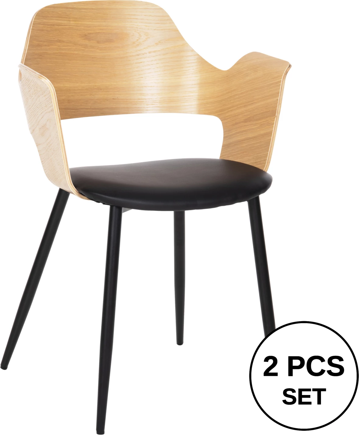 Karrige ngrënieje VELP FH9616.01 dru natyral-zi PU-këmbë metalike të zeza 55,5x50x79H cm., set prej 2 copë