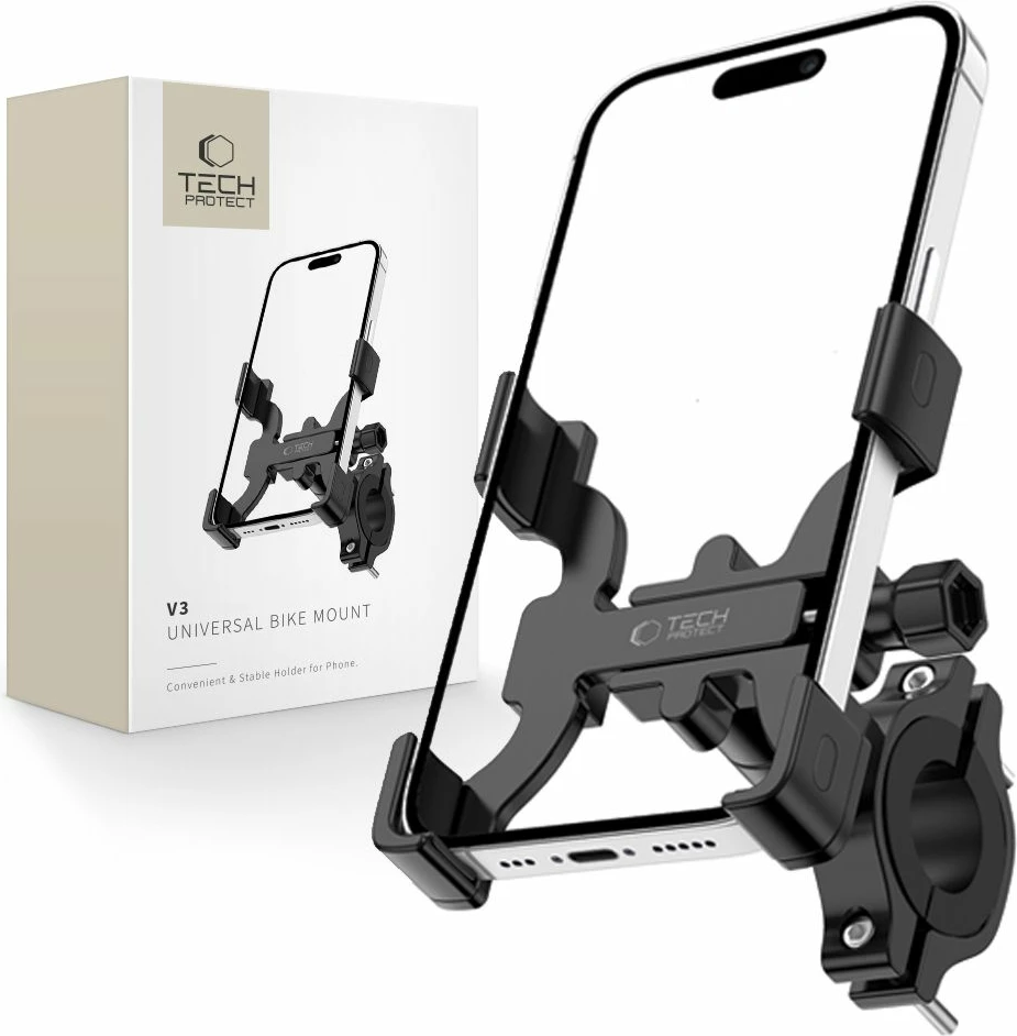 Mbajtës telefoni për biçikletë Tech-Protect V3, për timon, i zi