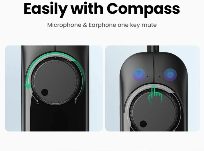 kartë zëri USB e jashtme UGREEN 40964, USB 2.0, 3x 3.5mm, kontroll volum + mute, e zezë