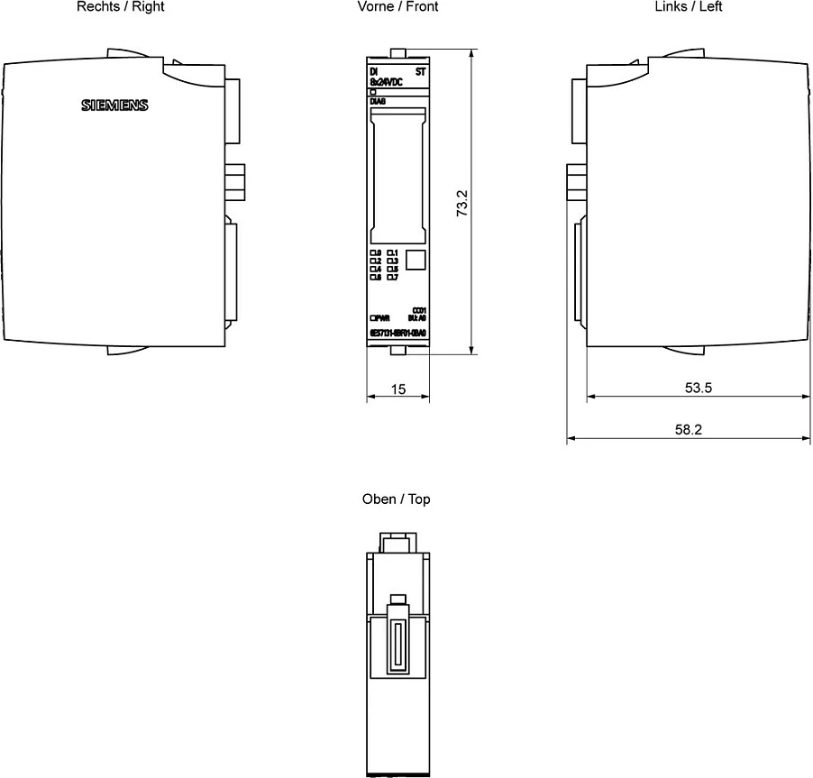 Modul hyrës digjital Siemens SIMATIC ET 200SP 6ES71316BF010BA0, DI 8x24VDC, IP20