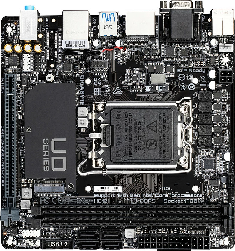 Pllakë amë Gigabyte H610I, Socket LGA1700, Mini-ITX