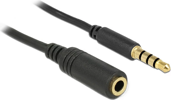 Kabllo zgjatëse jack 3.5mm DeLOCK 84667, 2 m, TRRS 4-pin, e zezë