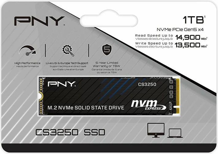 SSD M.2 2280, PNY CS3250 M280CS3250-1TB-TB, 1TB, PCIe 5.0 NVMe Gen5 x4, deri 14900/13500 MB/s