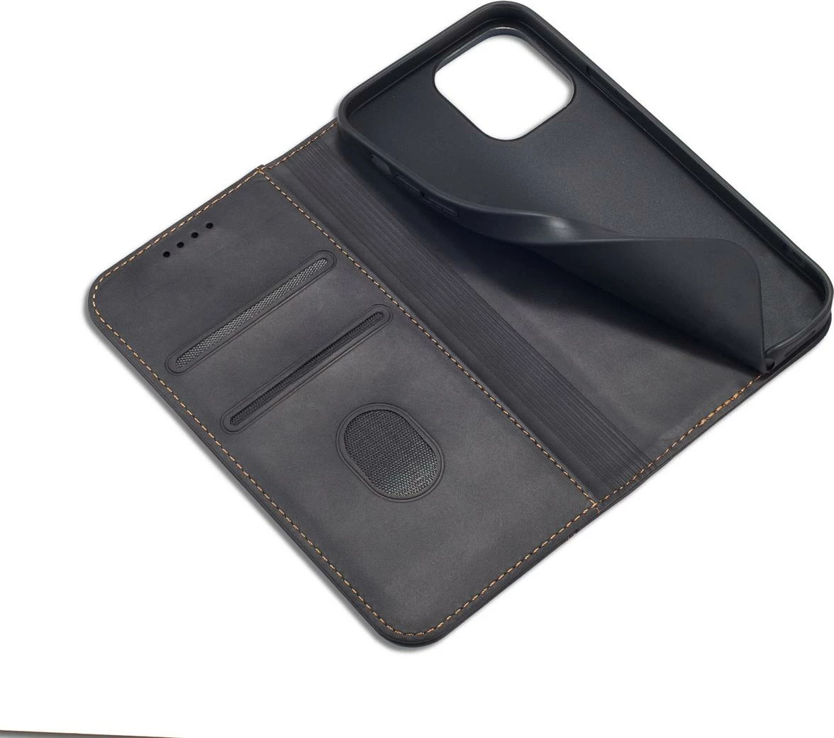 Mbështjellës Hurtel Magnet Fancy Case për iPhone 13 Pro Max, portofol, me mbajtëse, e zezë