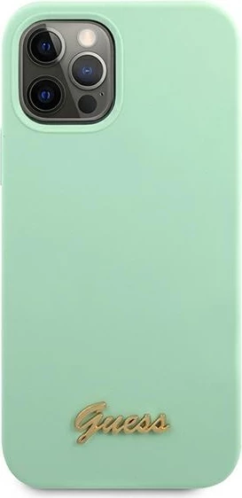 Mbështjellës Guess për iPhone 12 Pro Max 6.7", Silicone Vintage Gold Logo, Gjelbër