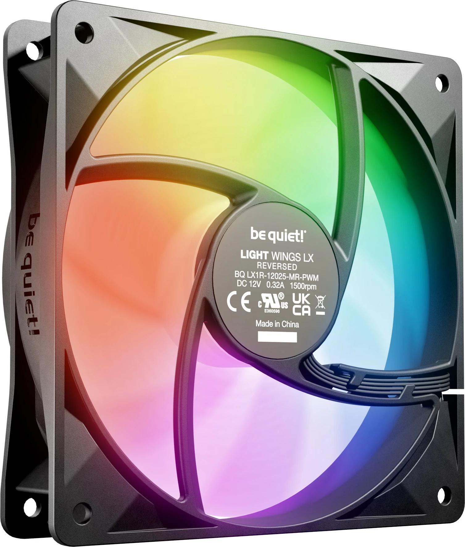 Ventilator kasë be quiet Light Wings LX PWM Reverse 120mm, LED RGB, i zi