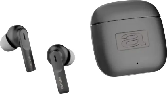 Kufje TWS Aiwa EBTW-200, Bluetooth 5.3, ENC, kasë metalike karikimi USB-C, gri e errët, set me maja silikoni S/M/L