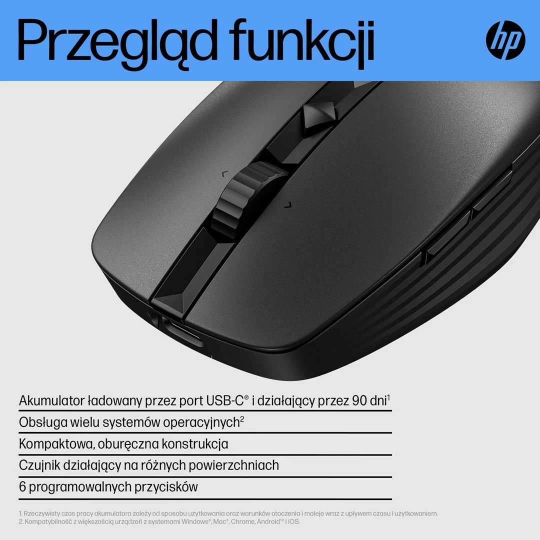 Maus HP 710 i rikarikueshëm, i qetë, i zi