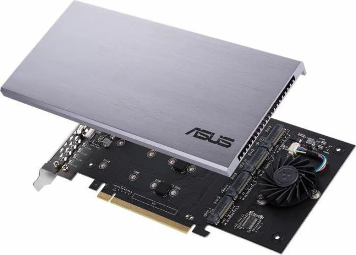 Kartë adapter PCIe në M.2 Asus Hyper M.2 X16 Card V2 90MC06P0-M0EAY0, PCIe 3.0 x16, 4x M.2 NVMe M-Key, argjend