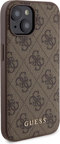 Mbështjellës Guess 4G Metal Logo me powerbank MagSafe 5000mAh për iPhone 15, Kafe, Set