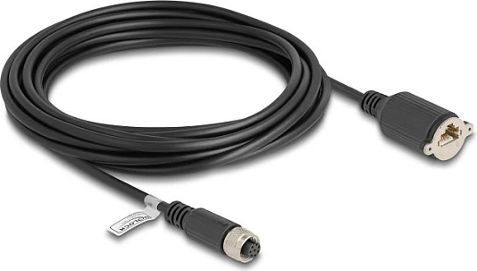 Kabllo DeLOCK M12 8-pin (A-coded) në RJ45, Cat5e FTP, 5 m, e zezë