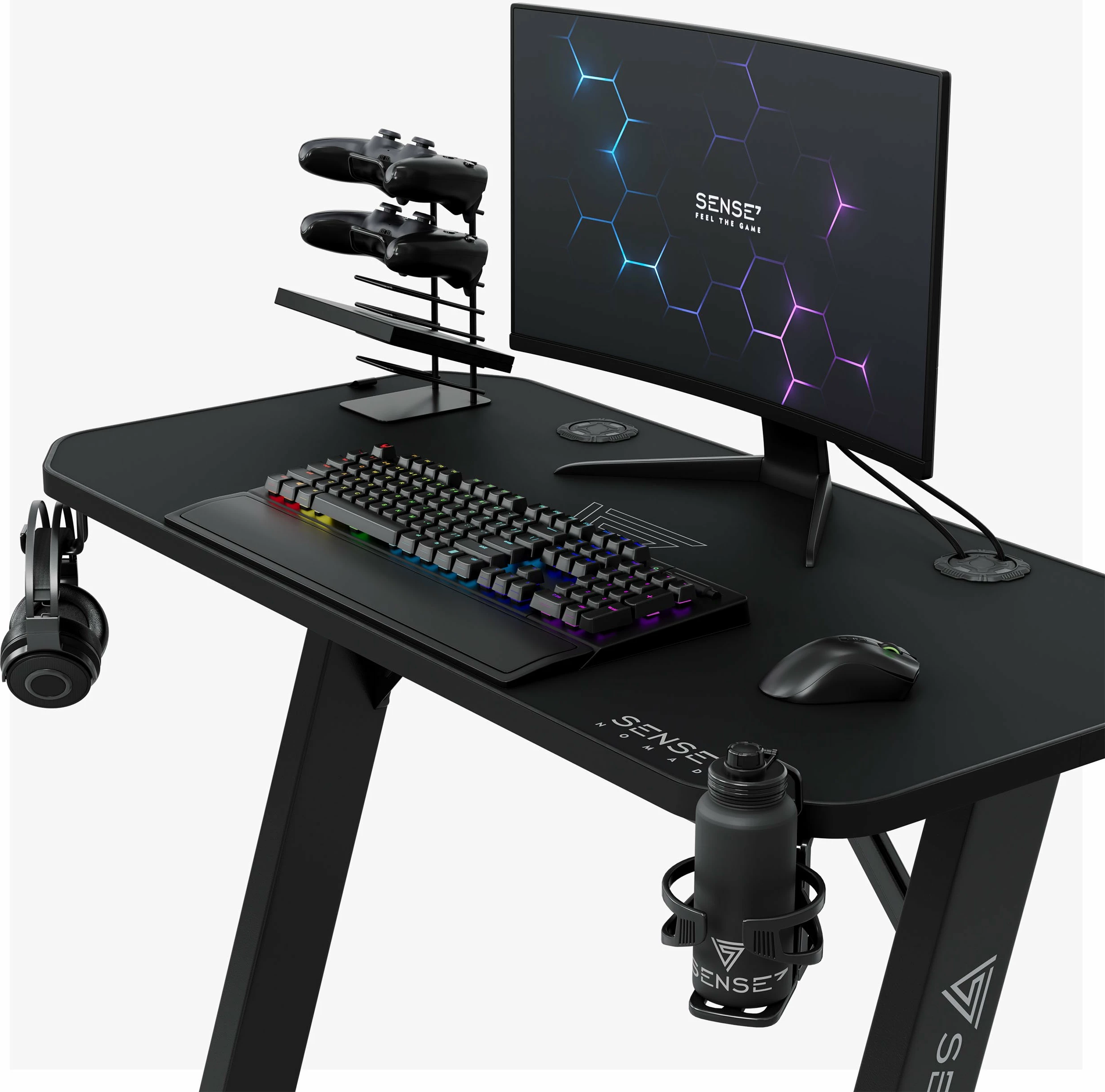 Tavolinë gaming SENSE7 Nomad Classic 100×50 cm, e zezë