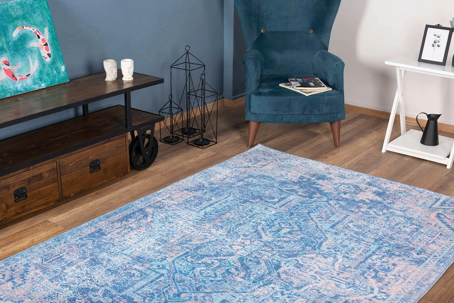 Qilim Conceptum Hypnose, chenille blu, 230x330cm