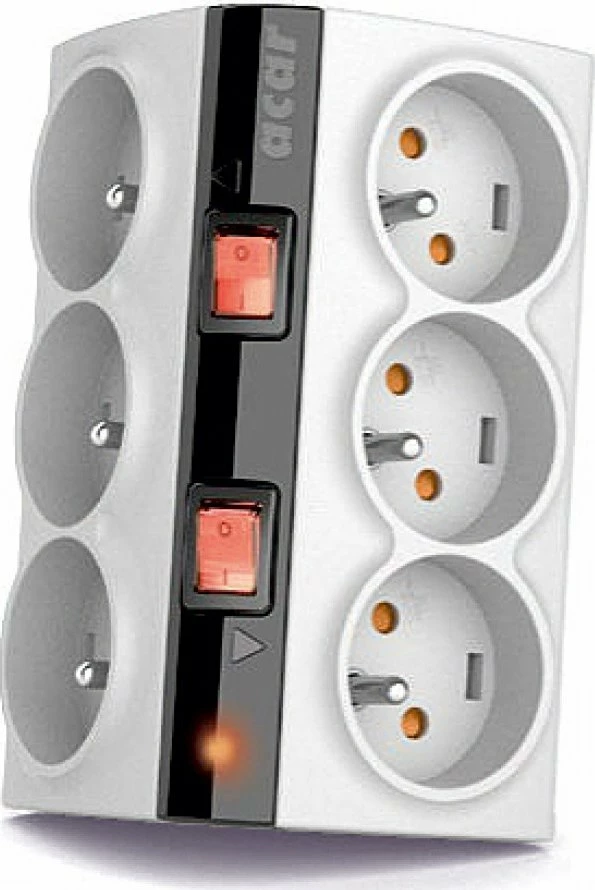 Zgjatues me mbrojtje nga mbitensioni Acar SMART W0155, 6 priza, kabllo 1.5 m, 2300 W, gri