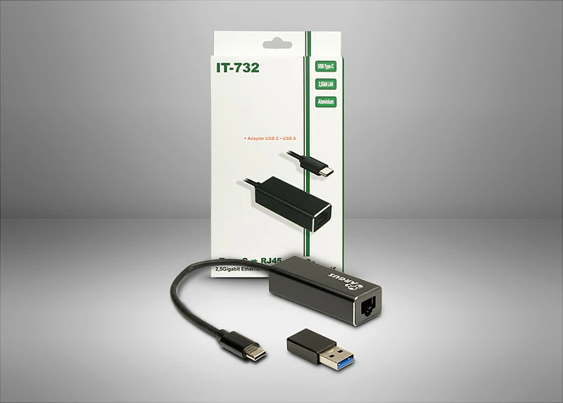 Adapter LAN Inter-Tech Argus IT-732, USB-C, Gigabit Ethernet, RJ45, i zi