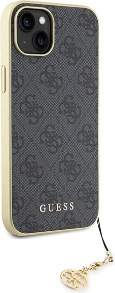 Mbështjellës Guess 4G Charms për iPhone 15 Plus, Gri