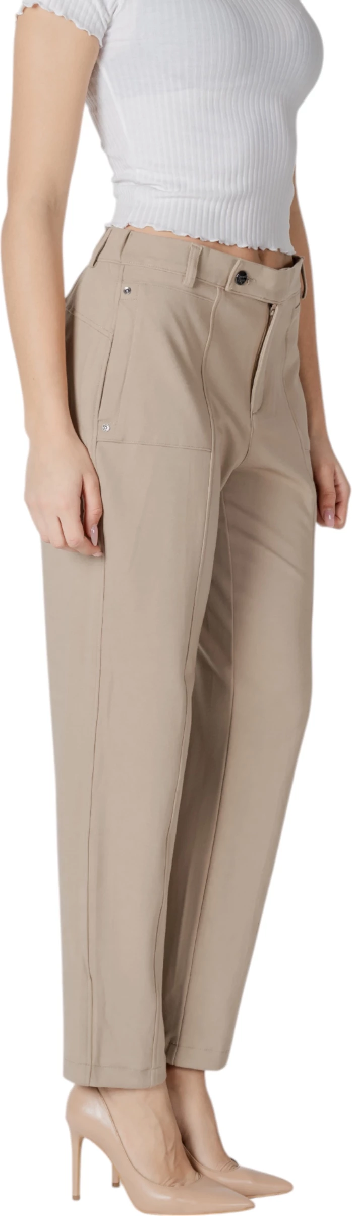 Pantallona për femra Street One Tapered Leg Punto di Roma 378783, bezhë [Madhësia: W42 L30]