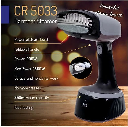 Hekur me avull dore CAMRY CR5033 350ml 1200W/1800W, e zezë/gri