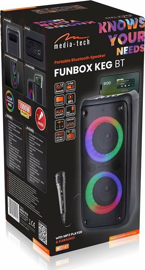 Altoparlant Bluetooth Media-Tech Funbox BT MT3181 40W RGB, bateri deri 10h, i zi, me mikrofon