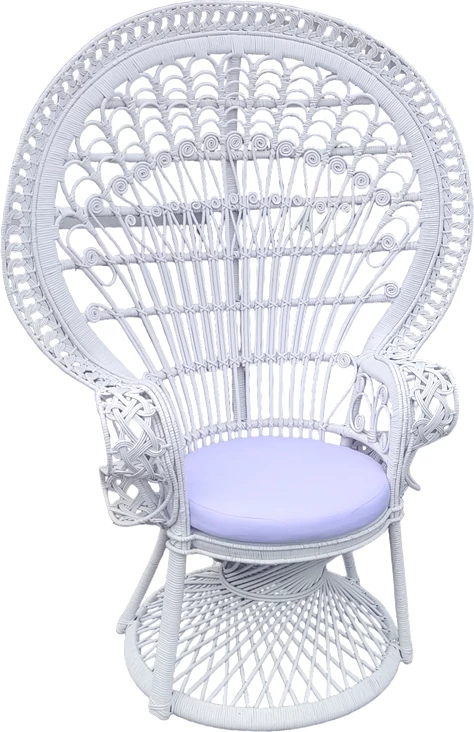 Fotelja Dorothy Inart me jastëk të bardhë, ratan i bardhë, 115x57x150 cm