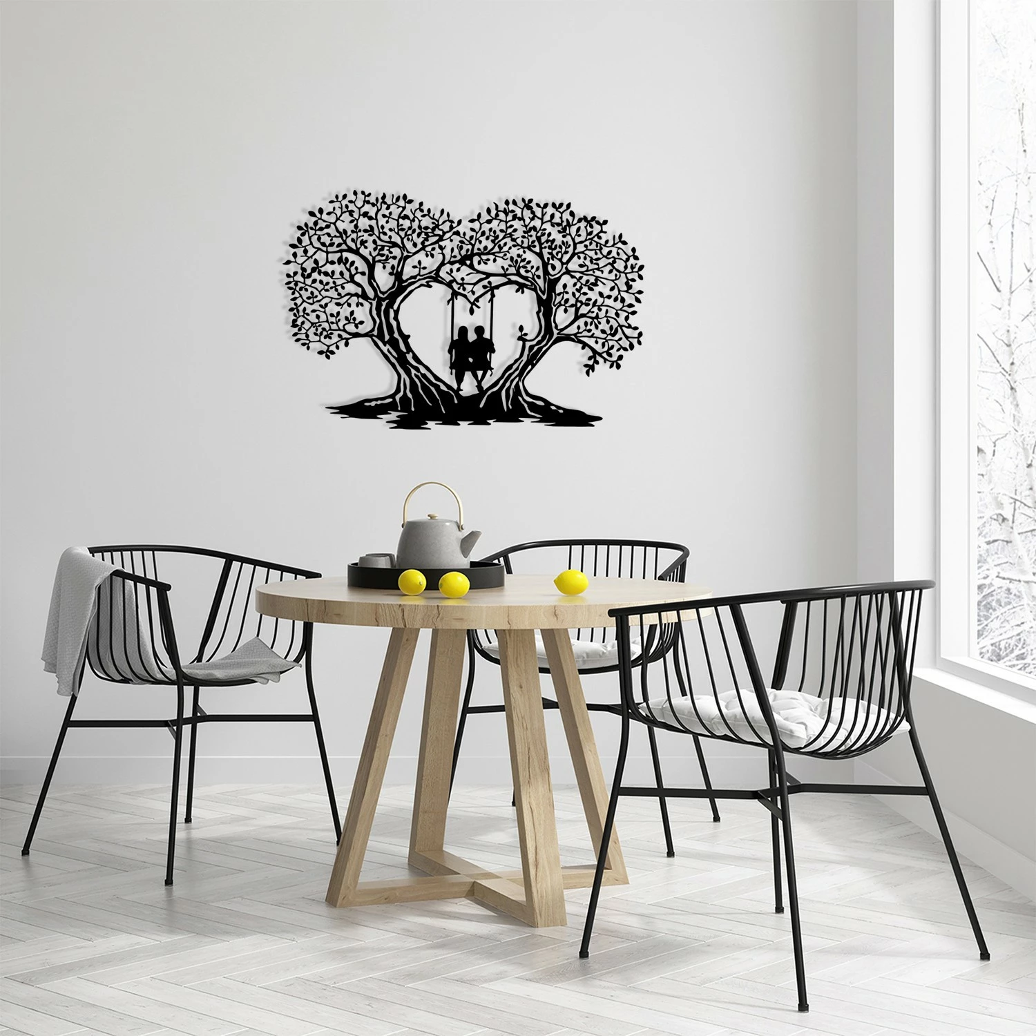 Aksesor dekorativ metalik për mur, Wallity, Love, ngjyrë e zezë, 65x43cm