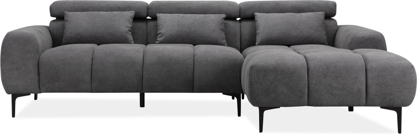 Kënd divan i djathtë DIVYA FH3267.02R prej lëkure sintetike gri 266x104x97Hcm