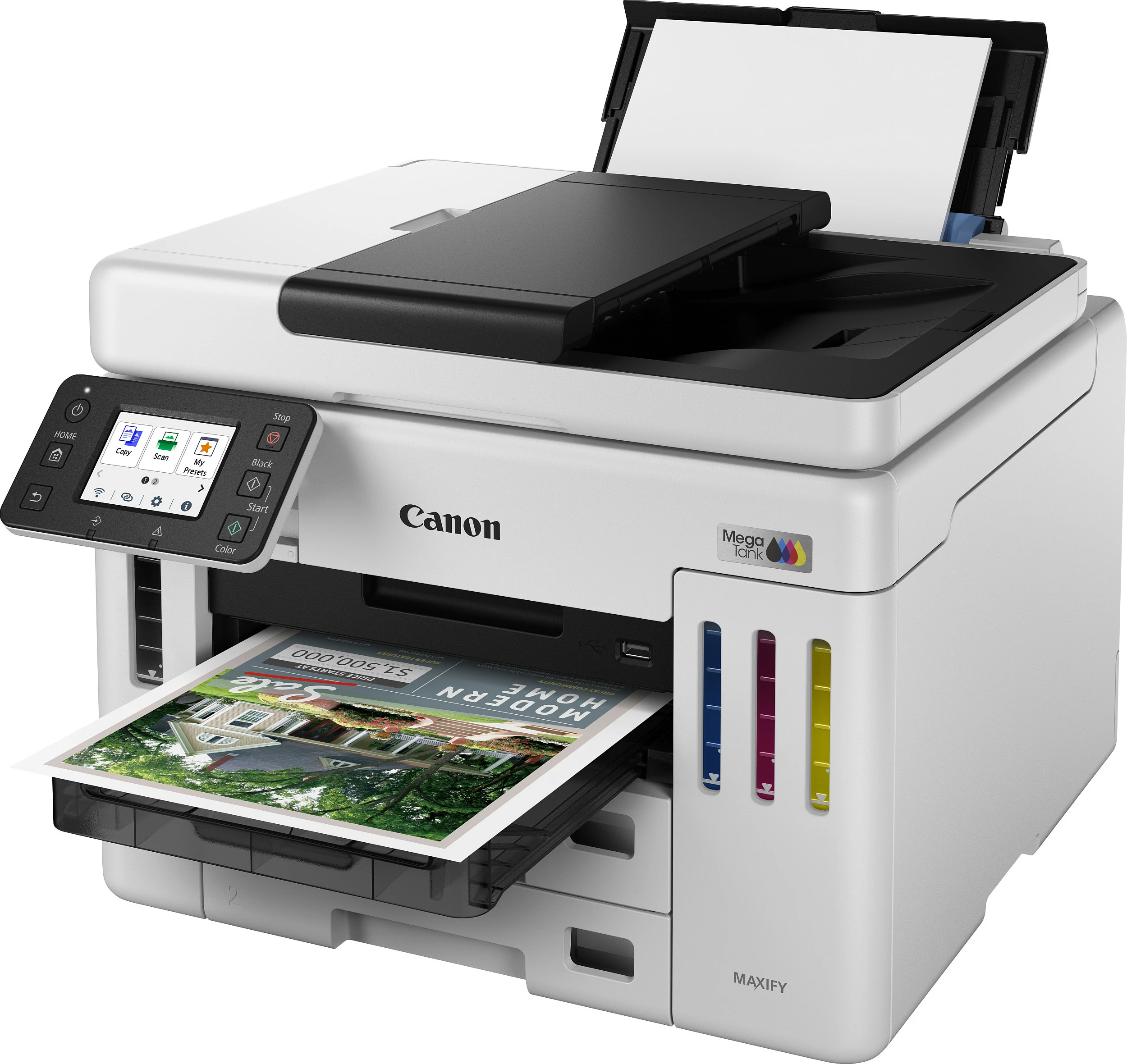 Printer multifunksional Canon MAXIFY GX7150, Inkjet MegaTank, A4, duplex, ADF 50 fletë, Ethernet, bardhë/zi